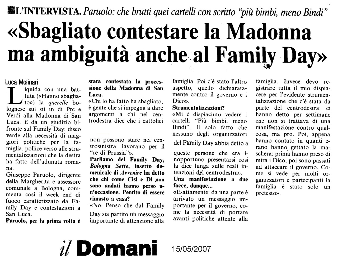 Dopo il Family day (il PD e i DiCo)