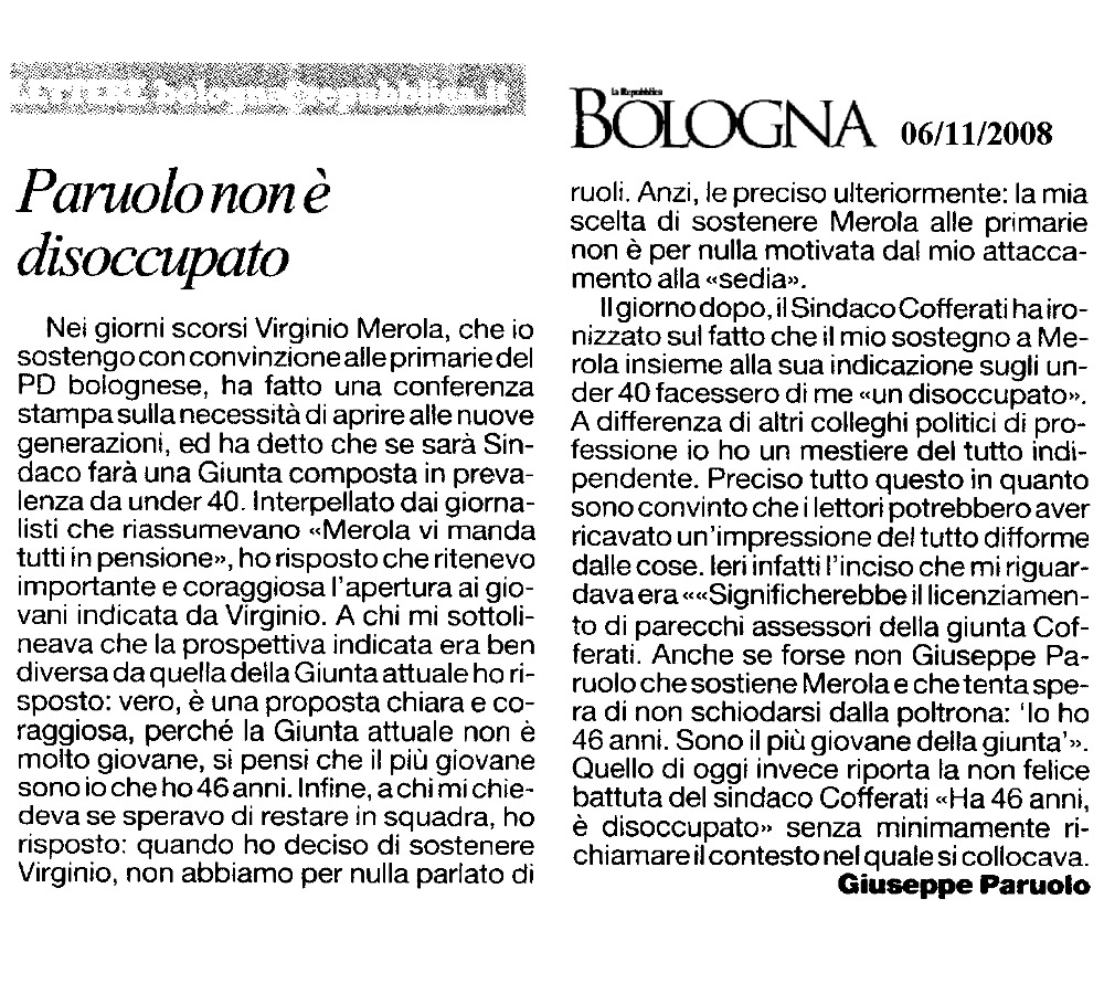 Precisazione pubblicata