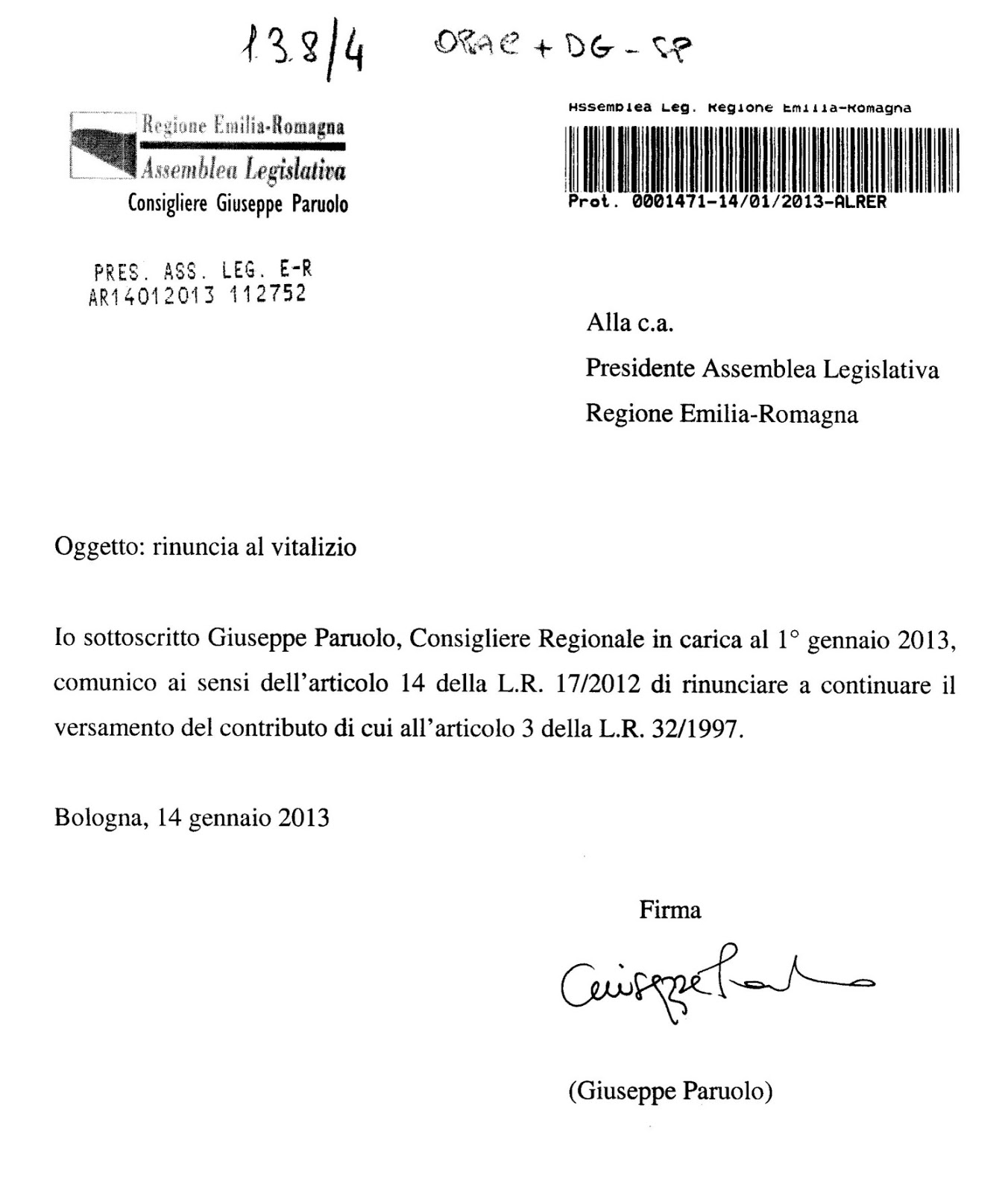 Preferisco viaggiare leggero e rinuncio al vitalizio