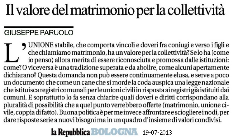 Diritti (e doveri) civili e valore del matrimonio