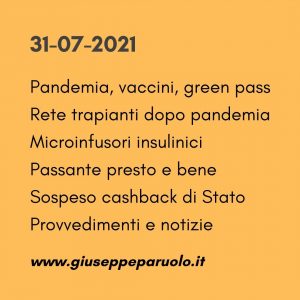 News del 31 luglio 2021
