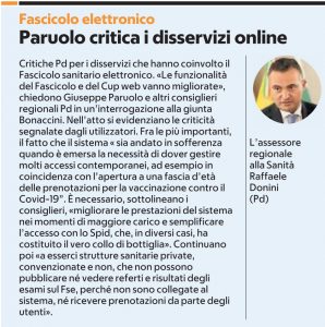 Interrogazione sul fascicolo sanitario elettronico