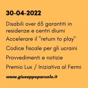 News del 30 aprile 2022