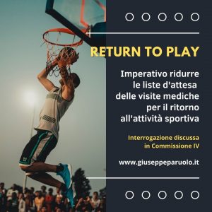 Discussa in Commissione Salute l’interrogazione sul Return to Play