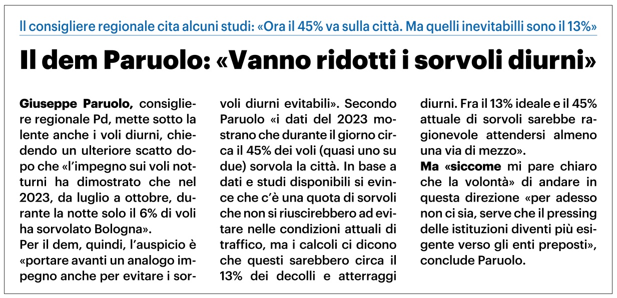 Per ridurre i sorvoli diurni occorrerebbe almeno provarci