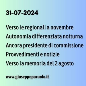News del 31 luglio 2024